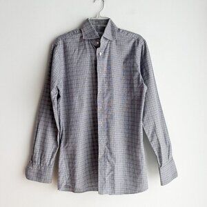 Emanuel Berg Paris Luxury Slim Fit Plaid Shirt 15 1/4